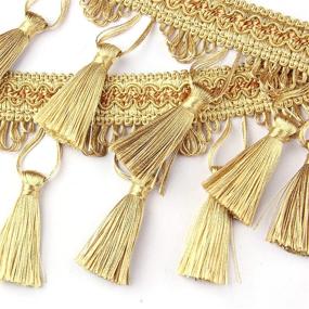 img 4 attached to 🎉 BEL AVENIR Tassel Fringe Trim - 6.5 Yards x 3.54 Inches - Luxury Hand-Knit Gold Tassel Fringing Trim for Enhanced SEO