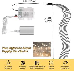 img 2 attached to 🎄 220 LED Bunch Lights, 7.3ft Copper Wire Fairy Lights with Remote Timer - Waterproof Christmas Vine String Lights for Outdoor Indoor Tree Decoration, Wedding Party Holiday Room Decor