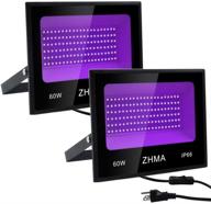🎉 zhma 60w led black light with plug - purple flood party lights for blacklight party, fluorescent party, black light posters, body paint, glow in the dark paint, curing - 2-pack logo