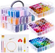 🧵 paxcoo embroidery floss kit with organization box - 204 colors embroidery thread, hoop, fabric, needles, and other supplies for cross stitch kits logo