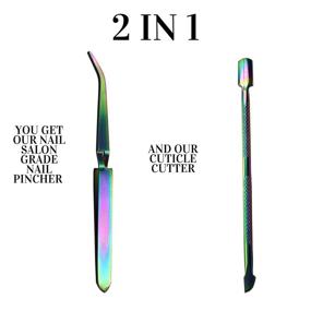 img 1 attached to 💅 Pocket Mani Titanium - Salon Grade 2-in-1 Nail Pinching Tool and Cuticle Cutter for Acrylic and Gel Nails - C Curve Sculpting Tool