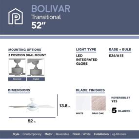 img 1 attached to 🏡 Prominence Home 80101-01 Bolivar LED Ceiling Fan, Modern Farmhouse Style, 52” Dual-Finish Blades, White Finish