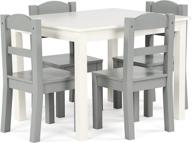 🪑 humble crew white grey kids wooden table and 4 chairs set logo