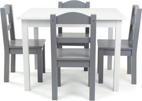 img 3 attached to 🪑 Humble Crew White Grey Kids Wooden Table and 4 Chairs Set