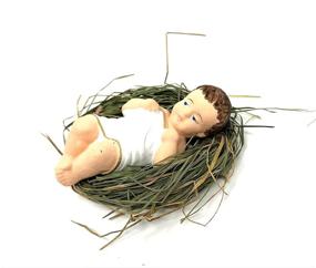 img 2 attached to 👶 4 Inch Small Nativity Figurine: Baby Jesus on Genuine Natural Hay