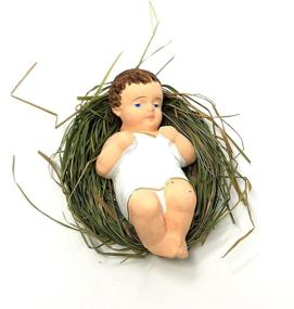 img 4 attached to 👶 4 Inch Small Nativity Figurine: Baby Jesus on Genuine Natural Hay