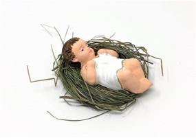 img 3 attached to 👶 4 Inch Small Nativity Figurine: Baby Jesus on Genuine Natural Hay