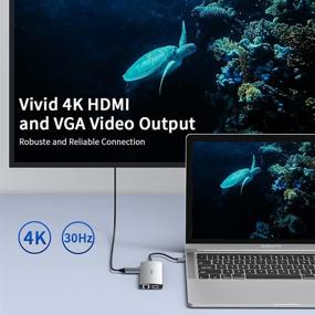 img 1 attached to 🔌 UPGROW 13-in-1 USB C Docking Station: MacBook HDMI Adapter with 4K HDMI, VGA, USB 3.0&2.0, PD Charger, SD/TF, RJ45, Aux, and More!