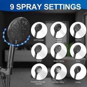 img 3 attached to 🚿 Luxsego High Pressure Shower Head with 9 Spray Settings - Handheld Showerhead, 59'' Hose & Shower Bracket - Powerful Spray Against Low Pressure Water Supply - Matte Black, 4.5'' Diameter