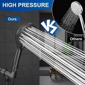 img 2 attached to 🚿 Luxsego High Pressure Shower Head with 9 Spray Settings - Handheld Showerhead, 59'' Hose & Shower Bracket - Powerful Spray Against Low Pressure Water Supply - Matte Black, 4.5'' Diameter