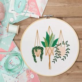 img 1 attached to 🧵 Complete Embroidery Starter Kit with Pattern: Kissbuty Cross Stitch Kit featuring Epipremnum Aureum Design, Including Fabric, Hoop, Color Threads, and Tools
