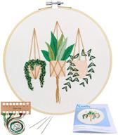 🧵 complete embroidery starter kit with pattern: kissbuty cross stitch kit featuring epipremnum aureum design, including fabric, hoop, color threads, and tools logo