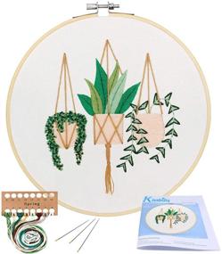 img 4 attached to 🧵 Complete Embroidery Starter Kit with Pattern: Kissbuty Cross Stitch Kit featuring Epipremnum Aureum Design, Including Fabric, Hoop, Color Threads, and Tools