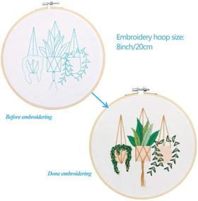 img 3 attached to 🧵 Complete Embroidery Starter Kit with Pattern: Kissbuty Cross Stitch Kit featuring Epipremnum Aureum Design, Including Fabric, Hoop, Color Threads, and Tools