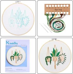 img 2 attached to 🧵 Complete Embroidery Starter Kit with Pattern: Kissbuty Cross Stitch Kit featuring Epipremnum Aureum Design, Including Fabric, Hoop, Color Threads, and Tools