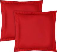 🔴 set of 2 european square pillow shams - red solid euro shams pillowcase covers (26x26 inch) - luxury 500 tc, 100% egyptian cotton decorative pillow covers for euro size pillows logo