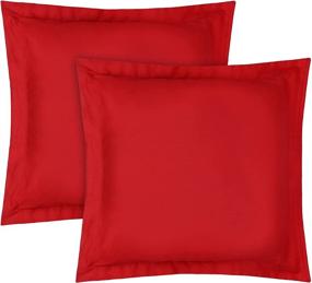 img 4 attached to 🔴 Set of 2 European Square Pillow Shams - Red Solid Euro Shams Pillowcase Covers (26x26 inch) - Luxury 500 TC, 100% Egyptian Cotton Decorative Pillow Covers for Euro Size Pillows