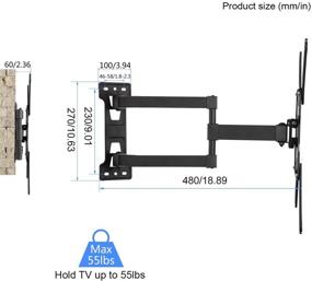 img 3 attached to 📺 Premium Full Motion TV Wall Mount: Suptek Swivel and Tilt for 23-55 inch Screens up to 55lbs, VESA 400x400mm Compatibility (A1+)