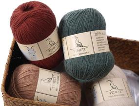 img 1 attached to 🧶 TEHETE 100% Cashmere Yarn for Crocheting: Warm, Soft, Luxurious and Fuzzy 3-Ply Knitting Yarn in Beige