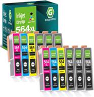 🖨️ high-quality greenbox replacement ink cartridges for hp 564xl 564 xl deskjet 3520, officejet 4620, photosmart 5520 printer tray - 6 black 2 cyan 2 magenta 2 yellow logo
