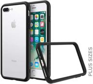 📱 durable rhinoshield bumper for iphone 8 plus / 7 plus - crashguard nx: slim, shock absorbent cover with 11ft drop protection (black) logo