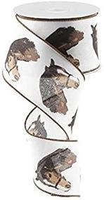 img 2 attached to 🐴 Burlap Wired Ribbon: Horse Head Pattern in Brown and White, 2.5 inches x 10 yards