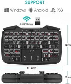 img 3 attached to 🎮 Rii RK707 Backlit Wireless Game Controller Combo - Multifunctional 2.4GHz Portable 62-Key Rechargeable Keyboard Mouse with Turbo Vibration for PC/Raspberry Pi 2/Android Google TV/TV Box