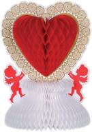 💘 romantic heart and cupid centerpiece: valentine’s day tableware decorations, 11", red/white/gold - perfect for wedding anniversary party supplies logo
