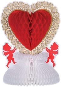 img 2 attached to 💘 Romantic Heart and Cupid Centerpiece: Valentine’s Day Tableware Decorations, 11", Red/White/Gold - Perfect for Wedding Anniversary Party Supplies