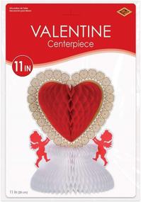 img 1 attached to 💘 Romantic Heart and Cupid Centerpiece: Valentine’s Day Tableware Decorations, 11", Red/White/Gold - Perfect for Wedding Anniversary Party Supplies