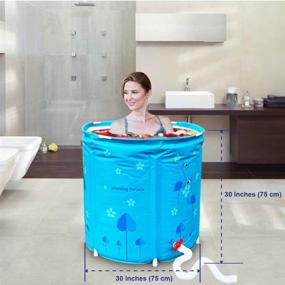 img 3 attached to 🛁 Convenient Portable Foldable Bathtub for Adults: 30-inch Flamingo Freestanding Bath Tub with Temperature Control, Perfect for Spa or Ice Bath Soaks (Blue)