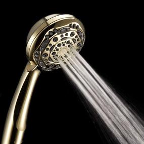 img 2 attached to 🚿 Couradric Handheld Shower Head Review: 7-Function High Pressure Shower Head with Brass Swivel Ball Bracket and Extra Long Stainless Steel Hose - Polished Brass, 4