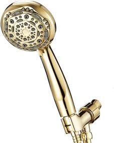 img 4 attached to 🚿 Couradric Handheld Shower Head Review: 7-Function High Pressure Shower Head with Brass Swivel Ball Bracket and Extra Long Stainless Steel Hose - Polished Brass, 4