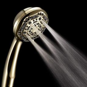 img 1 attached to 🚿 Couradric Handheld Shower Head Review: 7-Function High Pressure Shower Head with Brass Swivel Ball Bracket and Extra Long Stainless Steel Hose - Polished Brass, 4