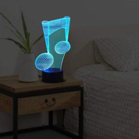 img 1 attached to YKLWORLD Music Note Night Light: 3D Illusion Lamp with 7 Color Changing LED, Perfect Bedroom Decor and Birthday Gift for Music Lovers