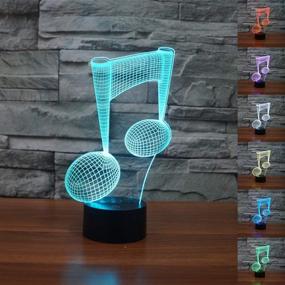 img 2 attached to YKLWORLD Music Note Night Light: 3D Illusion Lamp with 7 Color Changing LED, Perfect Bedroom Decor and Birthday Gift for Music Lovers