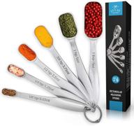 🥄 6-piece stainless steel measuring spoons set by zulay - slim design for narrow spice jars, etched markings & removable clasp - teaspoon measuring spoon included logo