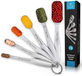 img 4 attached to 🥄 6-Piece Stainless Steel Measuring Spoons Set by Zulay - Slim Design for Narrow Spice Jars, Etched Markings & Removable Clasp - Teaspoon Measuring Spoon Included