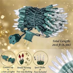 img 2 attached to 100 Clear Incandescent Mini Christmas Lights on Green Wire - UL Certified for Indoor/Outdoor Tree Decoration, Holiday, and Festive Lighting