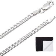 solid .925 sterling silver flat cuban link curb chain necklace/bracelet in 1mm-16mm sizes logo