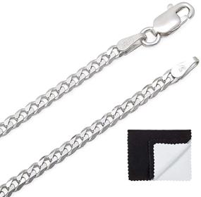 img 4 attached to Solid .925 Sterling Silver Flat Cuban Link Curb Chain Necklace/Bracelet in 1mm-16mm Sizes