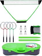 🏸 foldable badminton net set with portable base + 4 graphite rackets + 4 shuttlecocks – perfect for family sports, backyard games, kids gift логотип