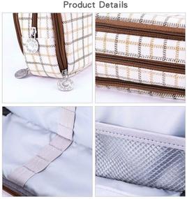 img 1 attached to Oyachic Cute Plaid Pencil Case Large Striped Makeup Pouch Cosmetic Organizer Bags 3 Layer Zipper Pen Holder For Women School Organization, Storage & Transport