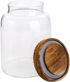 img 3 attached to 🔒 Bekith 2 Pack 42 FL OZ (1250ml) Glass Storage Jars with Wooden Lids - Airtight Containers for Beans, Rice, Sugar, Coffee and More