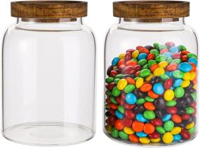 img 4 attached to 🔒 Bekith 2 Pack 42 FL OZ (1250ml) Glass Storage Jars with Wooden Lids - Airtight Containers for Beans, Rice, Sugar, Coffee and More