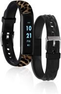 🐆 slim fitness tracker with heart rate monitor, step tracker, calorie tracker & sleep tracker. waterproof watch for women & men, compatible with android & ios, leopard print/black interchangeable straps логотип