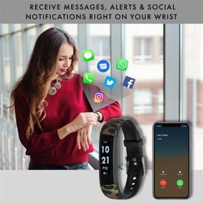 img 2 attached to 🐆 Slim Fitness Tracker with Heart Rate Monitor, Step Tracker, Calorie Tracker & Sleep Tracker. Waterproof Watch for Women & Men, Compatible with Android & iOS, Leopard Print/Black Interchangeable Straps