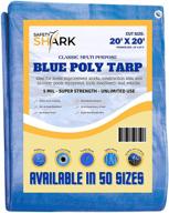 heavy duty waterproof safety-shark tarps - 20x20 feet - 5 mil thick poly, ideal tarp for outdoor weather protection, camping, pool cover, with metal grommets logo