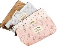 🌸 akiro pencil case: cute floral flower canvas zipper pencil cases - lovely fabric flower tree pen bags - school supplies 4 pcs logo