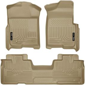 img 4 attached to 🚗 Husky Liners 98343: Weatherbeater Floor Mats for 2009-14 Ford F-150 SuperCab (Tan) - Complete Footwell Coverage